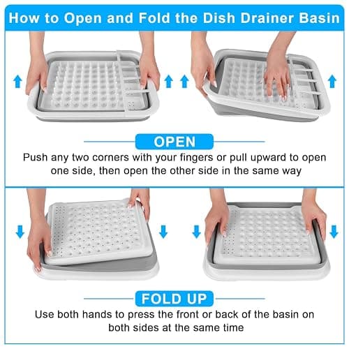 Collapsible Dish Drying Rack Portable Dish Drainers for Kitchen Counter with Drainboard, Kitchen Sink Organizer Basket RV Accessories Camper Storage and Organization Dish Rack Over Sink Drying Rack thumbnail 3