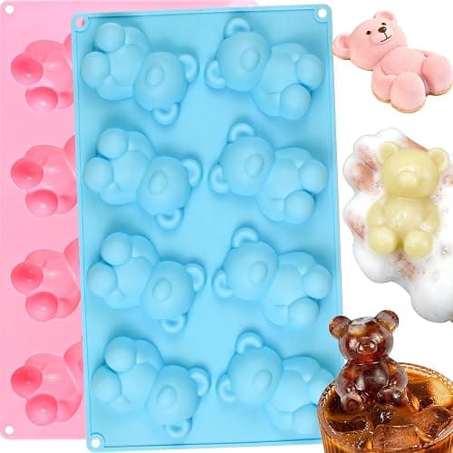 Bear Silicone Mold, 2 Pcs Bear Chocolate Mold 16 Cavity Teddy Bear Silicone Molds for Chocolate, Candy, Ice Cubes, Jello, Jelly, Cake Decorations, Soaps - Image 1