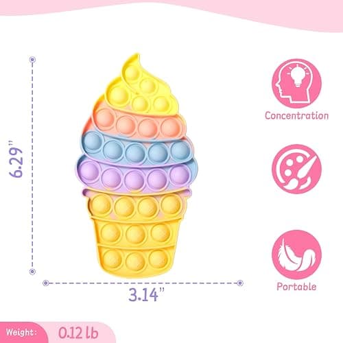 Kids Push Bubble Fidgets Toys, Cute Ice Cream Cone Sensory Toy Gift for Toddler Boys Girls Age 3 4 5-7 Party Favors Classroom Prize Stress Relief OfficeTravel Stuffer thumbnail 3