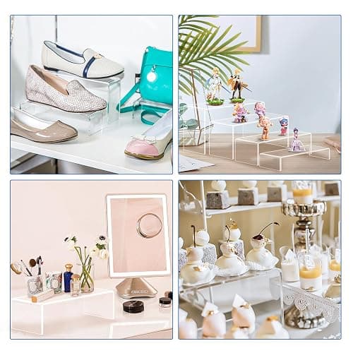 Aheroi Large Acrylic Risers, 8 Pcs 2 Set(7”L~8”L~9”L) Acrylic Display Set Rectangular Stands Shelf Clear Display Risers for Decor, Cake Shelves Retail Shoe Showcase - 8Pcs-Clear thumbnail 5