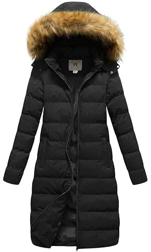 CREATMO US Women's Long Winter Faux Fur Coat Puffer Warm Jacket with Detachable Hood - Image 1