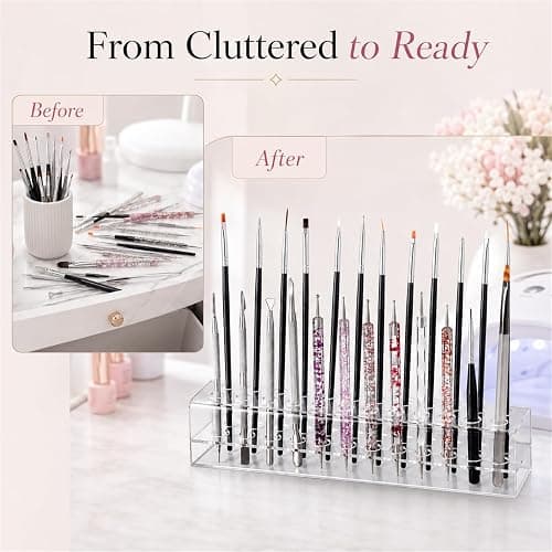 Nail Art Tool Organizer, Nail Technician Gifts, Nail Brush Holder, Storage for Storing Pro Beauty Finger Nailcare Art Kit Tools Makeup Display Case Refillable Container Holder Organization (1, 24) thumbnail 7