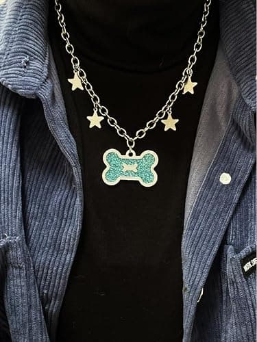 Cute Necklace Kawaii Pendant Necklace for Women Y2k Bone Grunge Emo Coquette Mcbling Hippie Jewelry Therian Grunge Jewelry (Bone) thumbnail 2