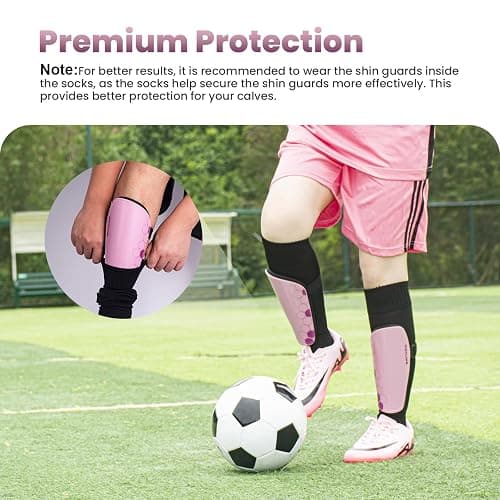 Soccer Shin Guards for Kids Youth Toddler, Shin Defender Shin Guards and Long Soccer Socks for Adults Boys Girls, Shin Pads & Sleeves Equipment - Football Gear for 3 5 4-6 7-9 10-12 Years Old Children thumbnail 7