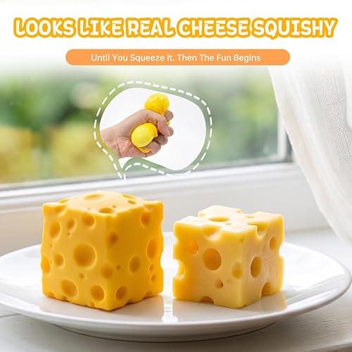 2 Inch Cheese Squishy, Snaps Back Quickly & Non-Sticky Anxiety Relief Toy, Improving Focus, Ideal Sensory Melters for Desk Decor & Stocking Stuffers, Perfect for Office, Home, or School (1, Yellow) thumbnail 3