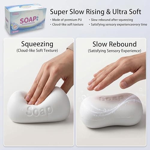Soap Squishy Slow Rising Squishy Squeeze Toys Anxiety Relief Party Favors | white&slow rising squishy Premium touching Can be squashed flat, slowly bounces back, ready to squeeze again time after time thumbnail 4