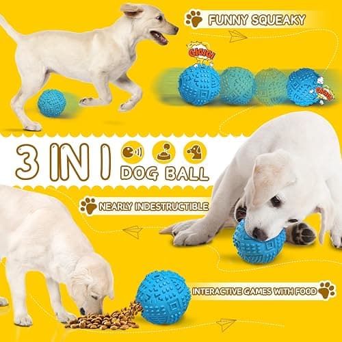 LEGEND SANDY Dog Balls Treat Dispensing Dog Toys for Aggressive Chewers Large Breed, Nearly Indestructible Squeaky Puppy Chew Toys for LargeBreeds, Natural Rubber Doggie Puzzle Toys, Pet Treat Ball thumbnail 2