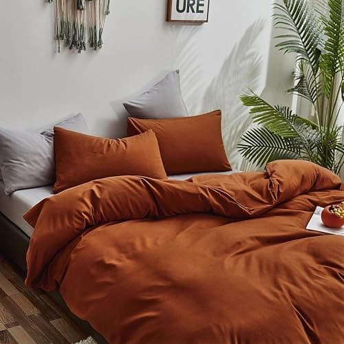 Houseri Burnt Orange Comforter Set California King Rust Orange Bedding Caramel Terracotta Cal King Comforter Sets Soft Comfy Women Men Aesthetic Cinnamon Reddish Brown Bed Quilts Blanket Cal King Size thumbnail 4