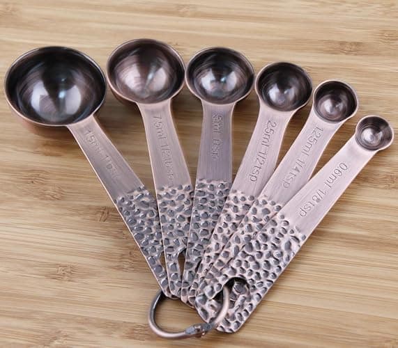 Smithcraft Copper Measuring Cups and Spoons Set, Metric & US Stainless Steel 5 Measuring Cups and 6 Measuring Spoons for Baking & Kitchen thumbnail 6