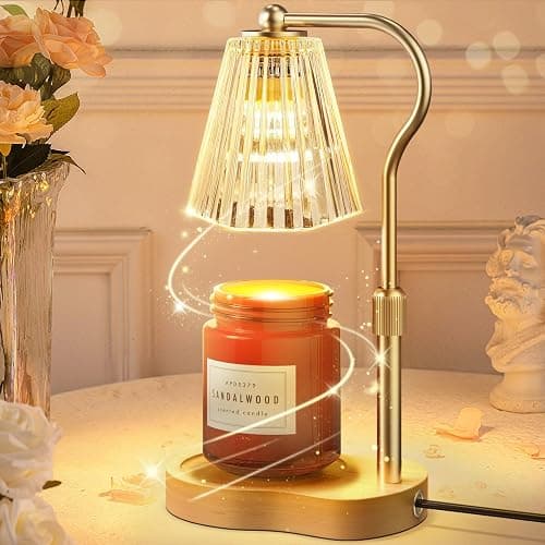 Candle Warmer Lamp, Wax Melt Warmer with 2 Bulbs for Scented Jar Candles, with Timer Dimmer Adjustable Height, Home Decor Gift for Girl Friend Mom Sister Women, No Flame No Smoke Warming Light, Amber - Image 1