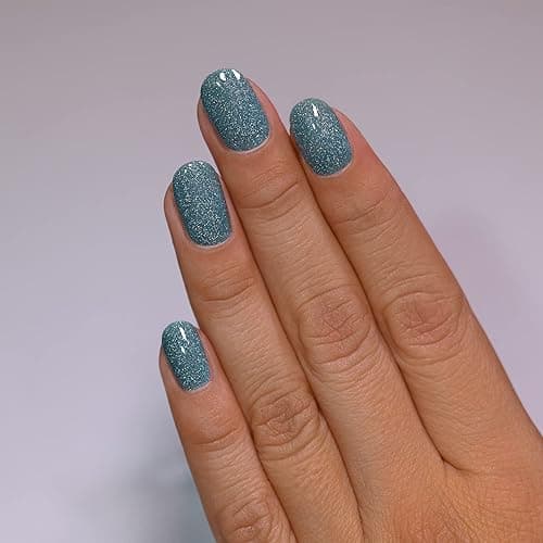 ILNP Aspen - Muted Turquoise Blue Holographic Jelly Nail Polish thumbnail 5