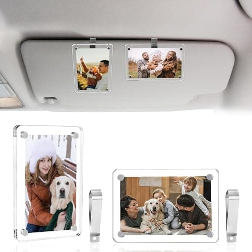 2 Pack Car Visor Photo Clip, Acrylic Magnetic Personalized Car Visor Clip Photo Frame, Sun Visor Picture Holder, Car Accessories for Women Men, Gift for Boyfriend Girlfriend Anniversary Birthday - Image 1