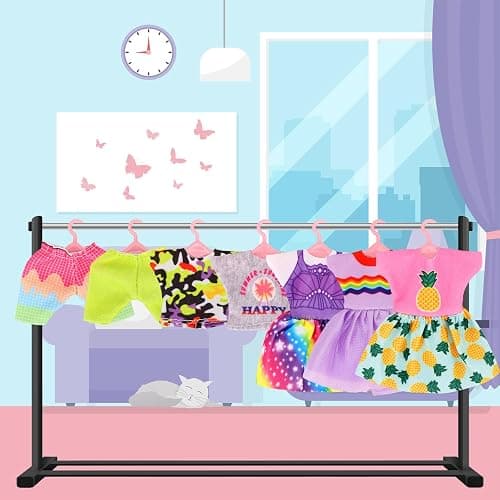 30 PCS Mini 6 Inch Doll Clothes and Accessories Include 4 Tops, 4 Pants for Boy Dolls, 5 Dresses , 2 Swimsuit and 2 Shoes, 10 Outfits Hangers Pocket Glasses Headset Crown for 5.3-6 Inch Dolls thumbnail 8
