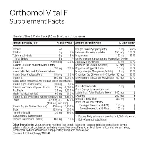 Orthomol Vital F Women's Multivitamin Vials, 30-Day Supply | Boosts energy & reduces fatigue, Supports vitality & immune health, Vitamins A-K plus folic acid & omega-3 thumbnail 3