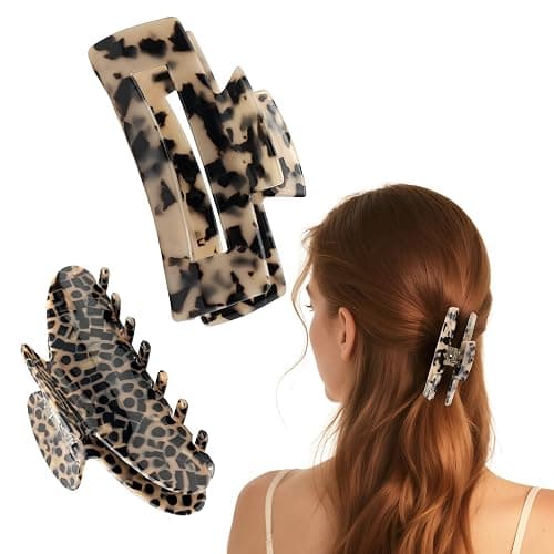 YIERSO Large Hair Claws Clips for Women, 4.33"Acetate Strong Hold Non-Slip | Jumbo Claw Stylish Hair Accessories for Thick/Nomal/Thin Curly Hair, 2Pack thumbnail 8