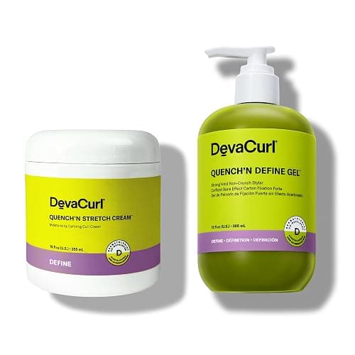 DevaCurl Quench'n Gel & Cream - Define Gel Strong Hold Non-Crunch Styler & Cream Mositurizing Defining Curl Cream Bundle - Image 1
