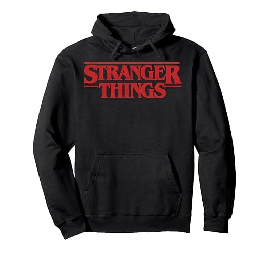 Netflix Stranger Things Simple Red Logo Pullover Hoodie - Image 1