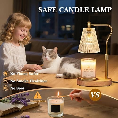 Imenlox Candle Warmer Lamp, with Timer and Dimmer, Adjustable Height, for Mom, Christmas Birthday Gifts for Women, House Warming Gifts Home Decor, Wax Warmer for Jar Candles(Amber) thumbnail 3