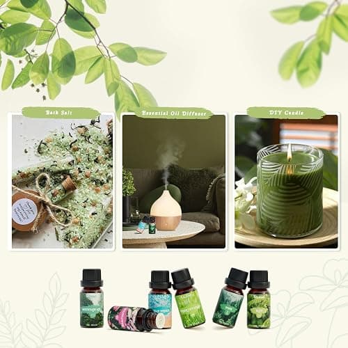 SALKING Nature Fragrance Oils, Premium Essential Oil for Diffuser, Scented Oil Gift Set for Soap Candle Making - Pine, Ocean Breeze, Rain, Fresh Cut Grass, Wildflowers, Mountain Air thumbnail 7
