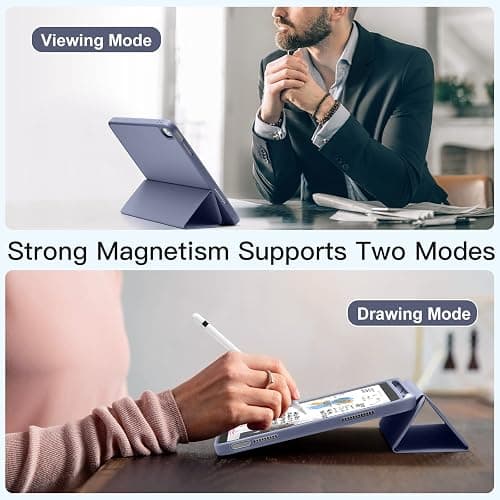 Akkerds Compatible with iPad (A16) 11th Generation Case 11 Inch 2025, for iPad 10th Generation Case 10.9 Inch 2022 with Pencil Holder, Slim Trifold Stand Protective Cover with Soft TPU Back, Blue Gray thumbnail 6