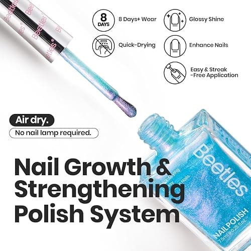 Beetles Glitter Nail Polish Set, 6 Colors Pastel Quick Dry Nail Polish | Pearl Regular Nail Polish, Long Lasting Shine DIY Manicure Gift for Women Girl - Nails Art thumbnail 7