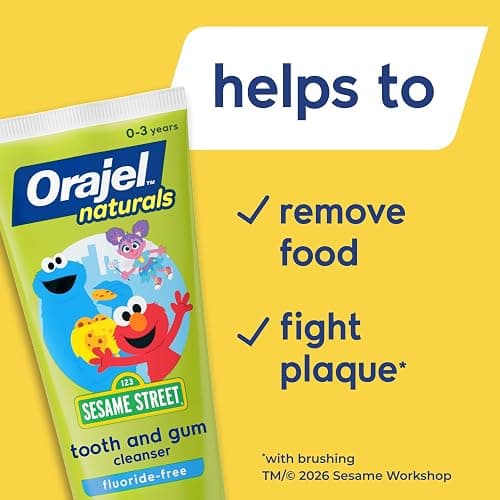 Orajel Baby Elmo Tooth & Gum Cleanser Fluoride-Free, 1 Finger brush, 1 Toothpaste 1oz; #1 Pediatrician Recommended Fluoride-Free Toothpaste* | Featuring Sesame Street, Training Toothpaste, For Babies Age 0+, #1 Pediatrician Recommended Fluoride-Free Toothpaste thumbnail 6