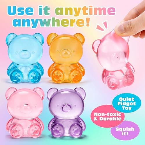 VISCOO 4 Pack Stress Bear Squishy Ball, Bear Squishy Toys,Slow Rising | Sugar Filled Fidget Toys for Stress Relief, Slow Rising Stress Balls for Kids - Squeeze Balls Party Favors Birthday Gifts thumbnail 2