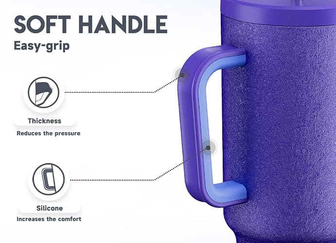 Meoky 40oz Tumbler with Handle, Leak-proof Lid and Straw, Insulated Coffee Mug Stainless Steel Travel Mug, Keeps Cold for 34 Hours or Hot for 10 Hours (Offshore) thumbnail 5