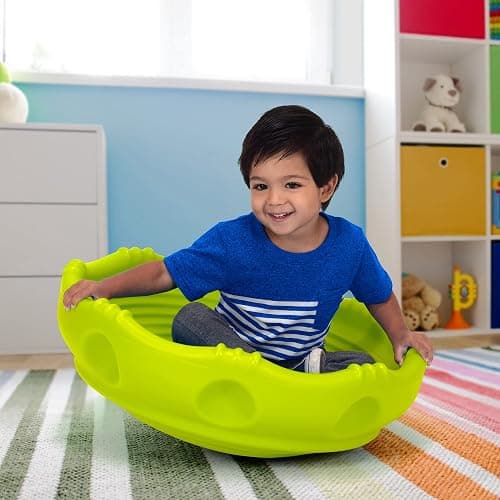 Simplay3 Two Sided Rock Around Wobble Disk and Climbing Dome for Toddlers and Kids - Rocking and Climbing - Indoor/Outdoor - Yellow/Green, Made in USA (1 Pack) thumbnail 2