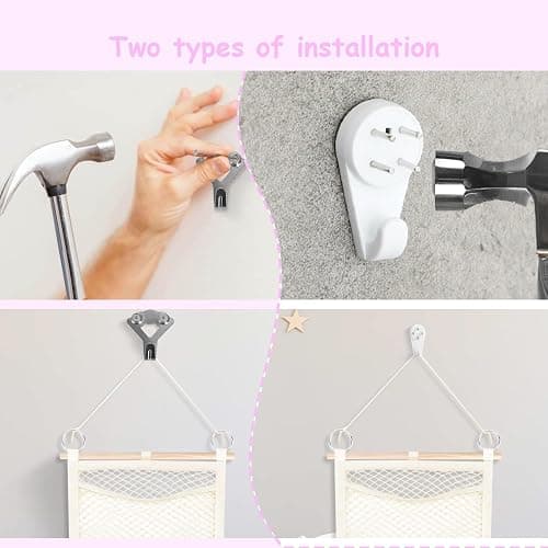 Headband Holder Hair Bow Organizer for Girls, 52x17 inch Beige Wall Hanging Headband Hanger Shelf w/Mesh Pocket, Baby Hair Accessories Organizer Storage for Toddler Nursery Kids Room Decor thumbnail 8