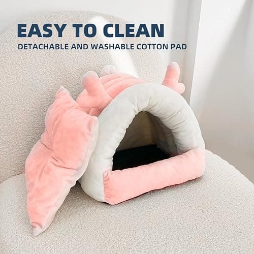 Hay Natural Guinea Pig Hideout, Warm Bed for Guinea Pig,Rabbits, Chinchillas, Guinea Pig Bed, Cozy Small Animal Winter Shelter (Pink, Medium) thumbnail 3