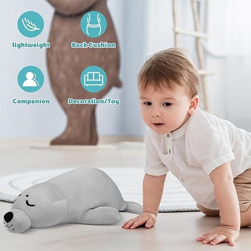 My OLi 24'' Seal Cooling Stuffed Animal Huggy Animal Cooling Pillow | Coolable Stuffed Seal Pillow Soft Toy Plush Hugging Pillow Plush Toys Gift for Kids Adults Friend Family thumbnail 7