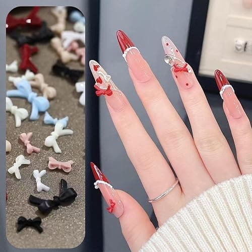 300PCS Bow Nail Charms Colorful 3D Bowknot Charms for Nail Art Resin Flatback Nail Studs 9 Colors Kawaii Bow Nail Jewelry Accessories Bowknot Nail Charms Cute Mini Nail Gems for Women Nail Decoration thumbnail 6