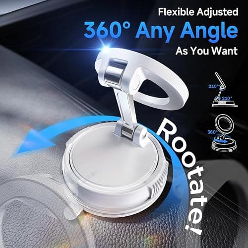 ANDERY Car Phone Holder for Magsafe [78+LBS Strongest Suction & 2400gf Magnetic] 360° Adjustable Car Phone Mount, Phone Holders for Your Car for iPhone 17-12 Pro Max Plus Air, White thumbnail 4