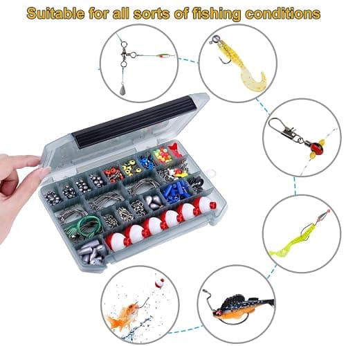 TOPFORT 187/343pcs Fishing Accessories Kit, Organized Fishing Tackle Box with Tackle Included, Fishing Hooks, Fishing Weights Sinkers, Fishing Gear and Equipment, Fishing Gift for Men thumbnail 5