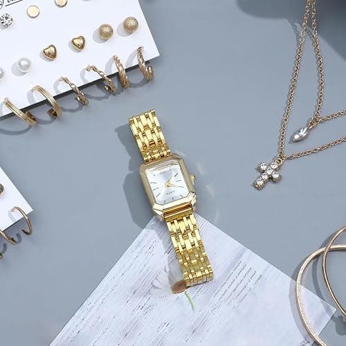 NEWITIN 61 Pieces Gold Jewelry Set for Women Fashion Costume Jewelry Gold Plated Necklace Bracelet Watch Ring Earrings Set for Women thumbnail 2