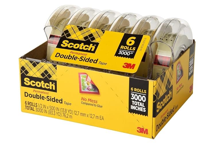Scotch Permanent Double Sided Tape, Card Making and Holiday Scrapbooking Supplies, Alternative to Gift Wrap Tape for Wrapping Presents, 0.50 in. x 500 in., 6 Rolls with Dispensers thumbnail 2
