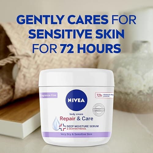 NIVEA Body Repair & Care Cream (400ml Jar), Sensitive Moisturising Cream with NIVEA DEEP MOISTURE SERUM, Body Cream with Strengthening Formula, Body Cream for Dry Skin thumbnail 2