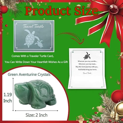 DUQGUHO 2" Travel Turtle Gift Decor Crystals Figurines Green Aventurine Crystal Best Mom Turtles Travels Gifts for Women Traveling Travelers Summer Cute Decorations thumbnail 6