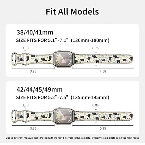 Sport Watch Band Compatible with iWatch Band 38mm 40mm 41mm Women, Soft Silicone Floral Print Sport Strap Replacement Wristbands for iWatch Series Ultra 9 8 7 6 5 4 3 2 1 SE thumbnail 4