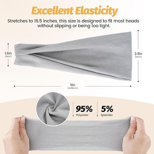 Headbands for Women - 6 Pack Wide Elastic Hair Bands | Stretchy Sweatbands Hair Bands | Soft Sports Thin Head Bands | Non-Slip Accessories Bands for Fashion, Washing Face, Workouts, Yoga, Daily Use thumbnail 2
