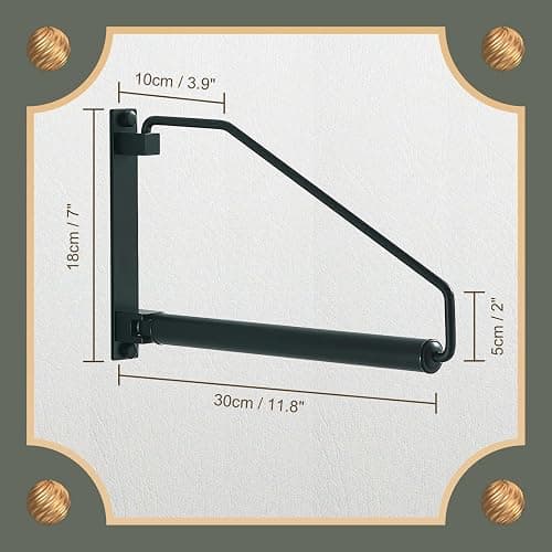 NEWRAIN Folding Clothes Hanger Rack, Wall Mounted Laundry Racks for Drying Clothes,Swing Clothing Hanging System Drying Closet Storage Organizer Black thumbnail 3