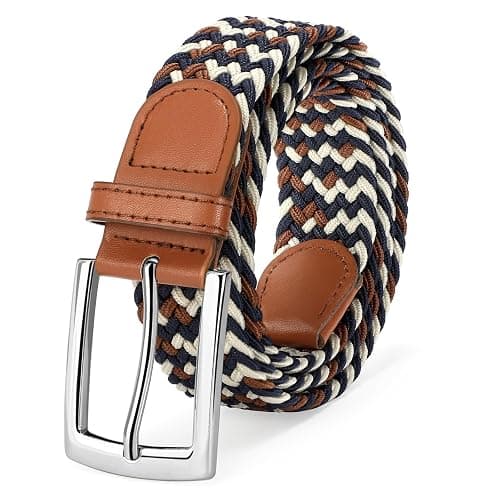 SUOSDEY Elastic Fabric Braided Belts for Men, Stretch Woven Belts for Golf Casual Jeans Shorts - Image 1