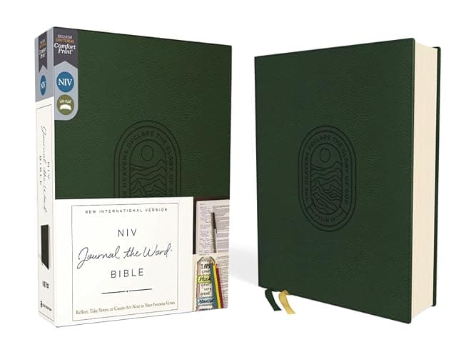 NIV, Journal the Word Bible (Perfect for Note-Taking), Leathersoft, Green, Red Letter, Comfort Print: Reflect, Take Notes, or Create Art Next to Your Favorite Verses - Image 1
