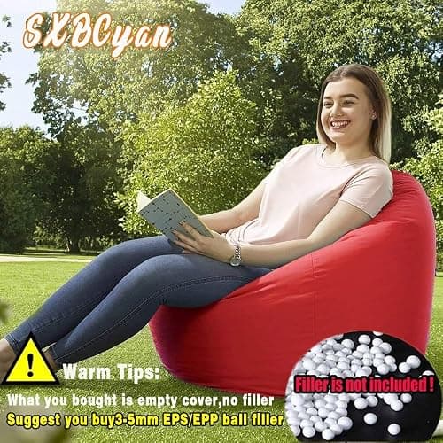 Outdoor Waterproof Bean Bag Cover (No Filler) Garden Beach Swimming Pool Floating Beanbag Pouf Chair Oxford Kids Adults(Navy,XL-D90cm-cover) thumbnail 5