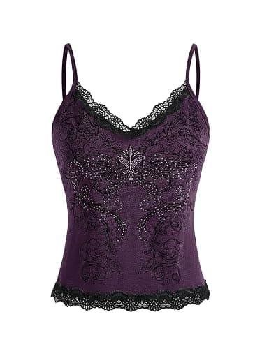 SOLY HUX purple floral lace tank top - Image 1