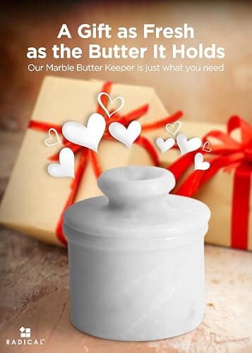Radicaln Marble Butter Keeper 4.25'' Inches White Handmade French Butter Holder For Kitchen Counter Decor Ideal Butter Crock For Counter With Water & Butter Crock For Kitchen thumbnail 5