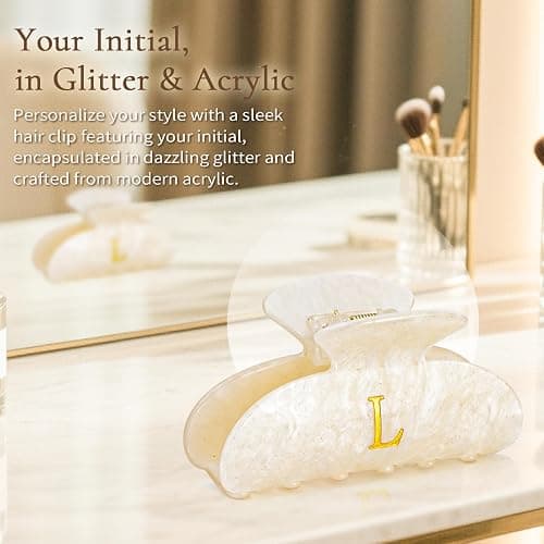 Fycert Gifts for Women Teen Girls,Medium Initial Hair Clips - Gold,A | Personalized Strong Hold Claw Clips – Great for Updo,Half Up Hairstyle – Daily Hair Accessories,Birthday Bridesmaid Gift thumbnail 3