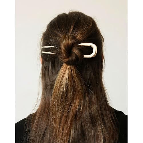 2 Pcs Metal French Hair Pins, French Twist Hair Pin for Buns, U Shaped French Pins for Women Girls, Hair Sticks, Hair Fork - 2*Gold thumbnail 3