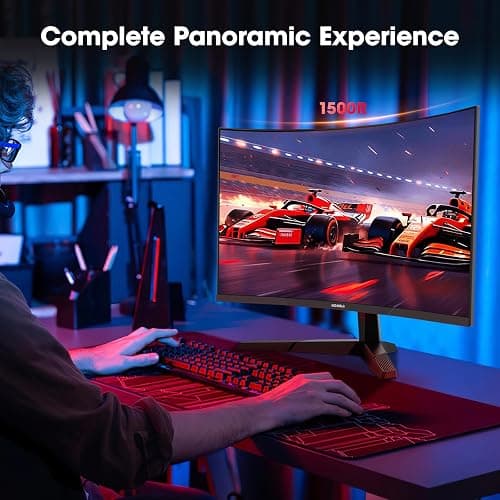 KOORUI 27 inch Gaming Monitor, QHD (2560 x 1440) R1500 180Hz Curved Monitors, AdaptiveSync with 1ms, VESA Compatible, HDR10, 1 x Display Port 1.4 & 2 x HDMI 2.0, Eye Care 27E6QCA thumbnail 6